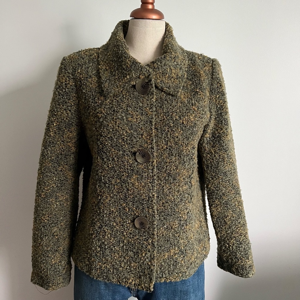 Zoé - Kaki Knit Boucle Jacket / Blazer - Picture 2 of 6